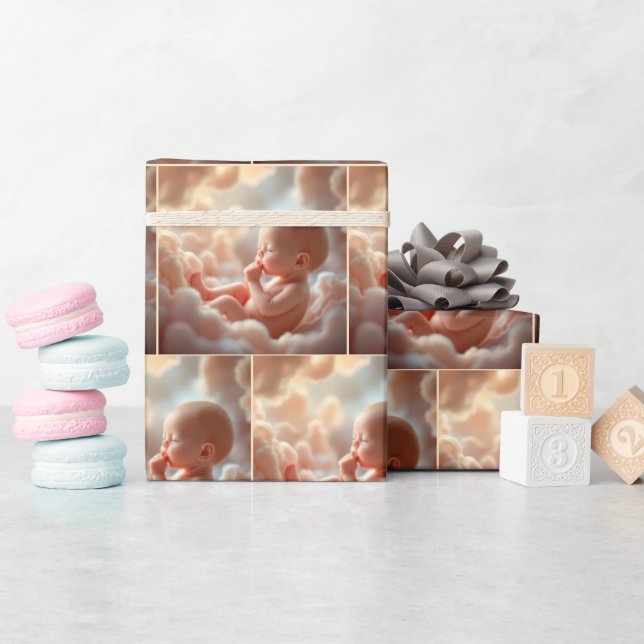 Ofödd Baby i Rosa moln Presentpapper (Baby Shower)