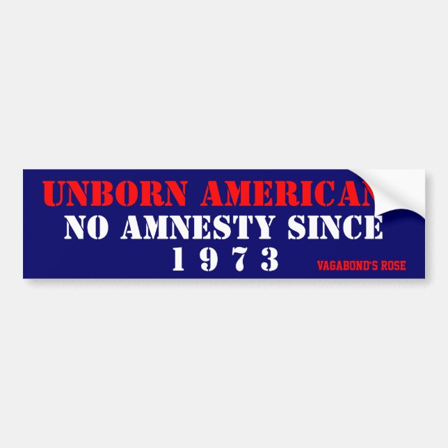 Ofödda amerikaner, INGEN amnesti sedan 1973 Bildekal (Framsidan)