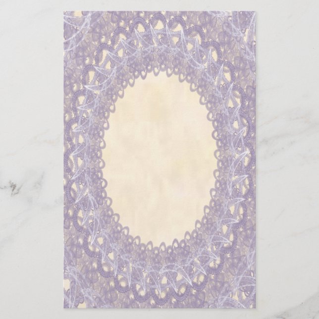 Ofodrad Monogram Lila IV Bröllop Snöre Stationerie Brevpapper (Framsida)
