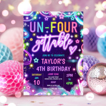 Oförgätlig neonljus 4-års födelsedagsfest