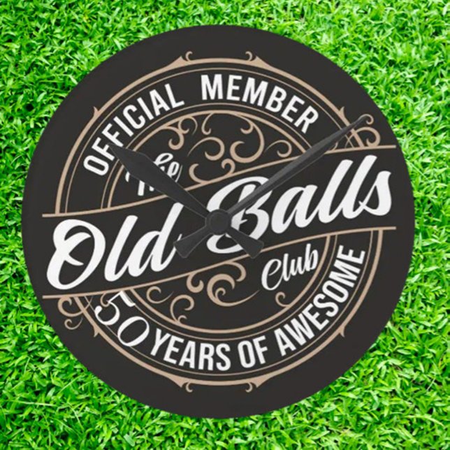 Oförglömlig 50-årsdag,  rund klocka (funny 50th birthday Golf gift)
