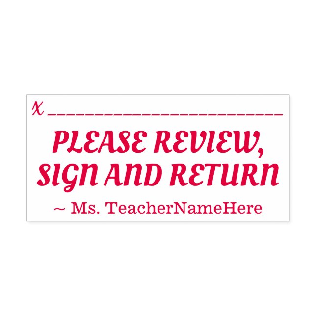 Oformaterad "GRANSKNING, UNDERTECKNANDE OCH ÅTERVÄ Självfärgande Stämpel (Design)