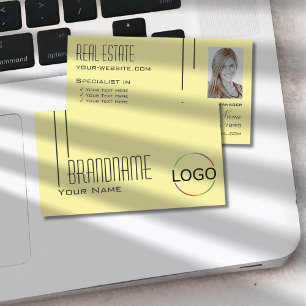 Oformaterad PastellGult med Logotyp- och fotoProfe Visitkort