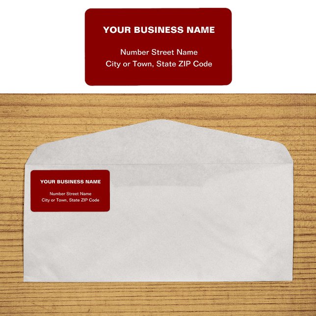 Oformaterad text Red Business Address Label Adressetikett (Plain text red business address label on envelope)