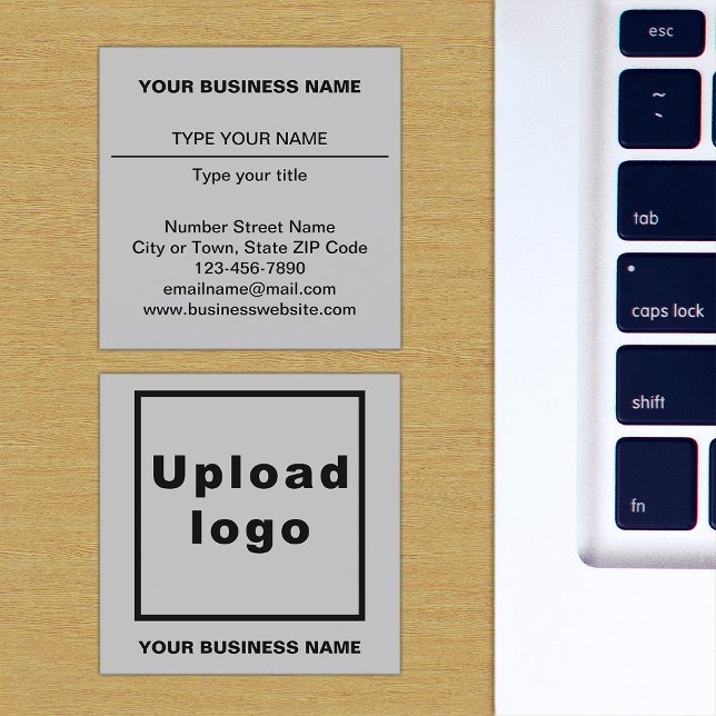 Oformaterad textredigering på framsidan av Grått Fyrkantigt Visitkort (The front and back of the gray square business card)