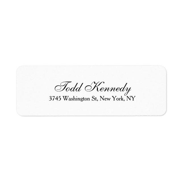 Oformaterat skript, Kreativ, svart vitt Returadress Etikett (Framsidan)