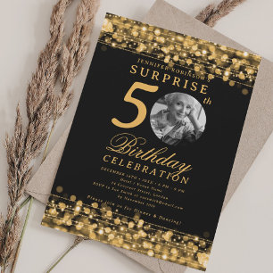 OFÖRPRISE Foto 50 Födelsedagsfesten Guld Ljus Inbjudningar