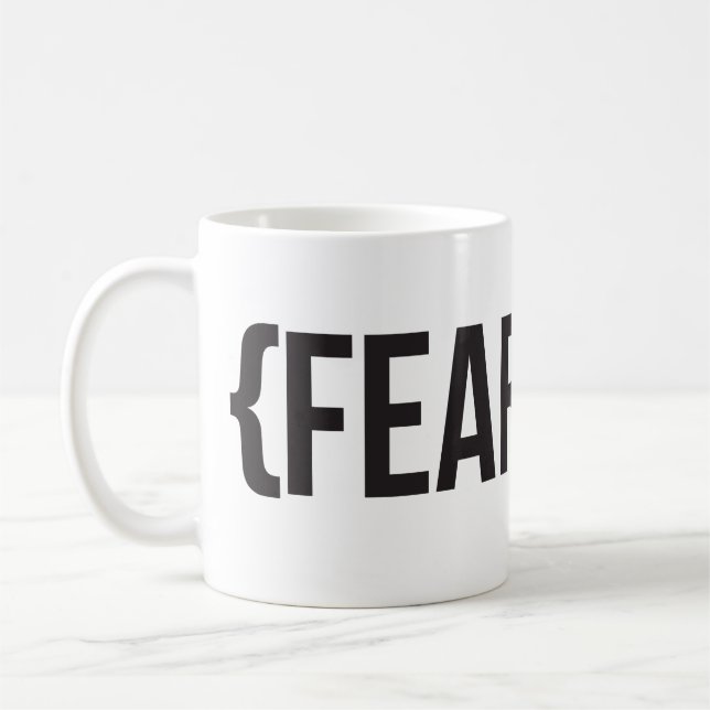 Oförskräckt - du väljer bakgrundsfärg kaffemugg (Vänster)