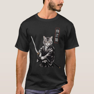 Oförskräckt Samurajkatt Med Katana Japansk Krigare T Shirt
