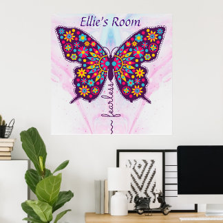 Ofruktlös! Funky boho hippy butterfly Editable nam Poster