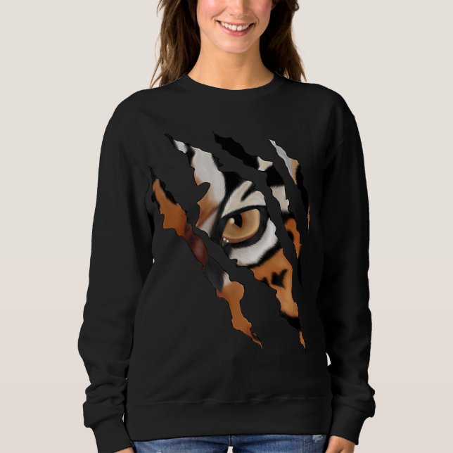 Ofruktlös tiger Cat Öga Klo Silhouette T Shirt (Framsida)