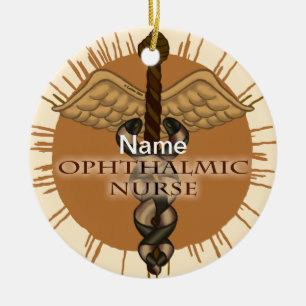 Oftalmisk Nurse Caduceus Julgransprydnad Keramik