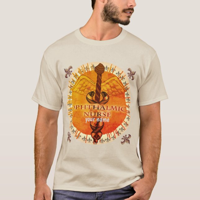 Oftalmisk Nurse Caduceus T Shirt (Framsida)