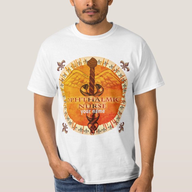 Oftalmisk Nurse Caduceus T Shirt (Framsida)