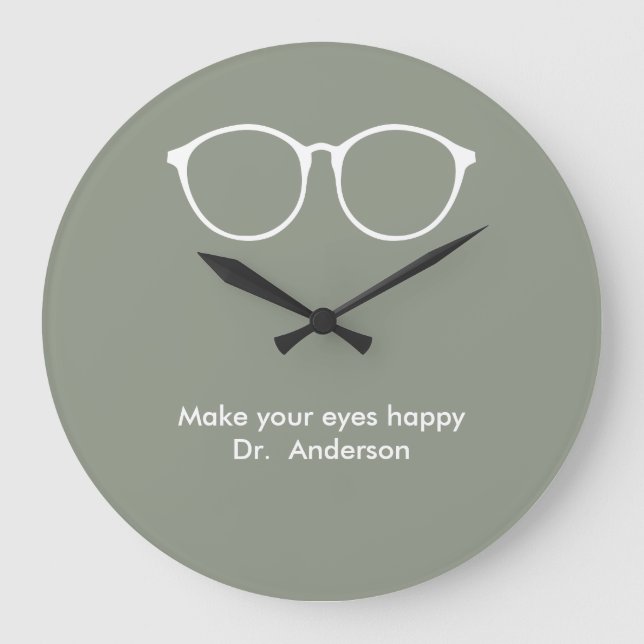 Oftalmolog Optometrist Optician Eyeglasses Stor Klocka (Framsida)