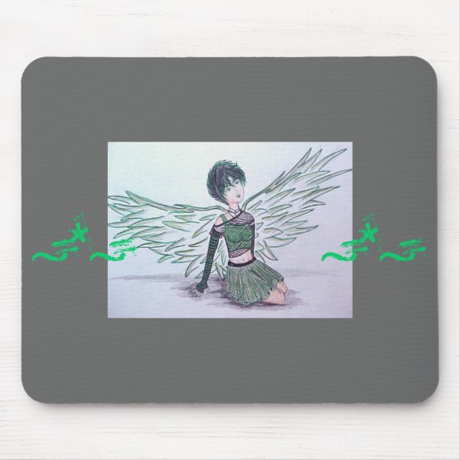 "Ofullbordad ängel" (gröna) Mousepad Musmatta (Framsidan)