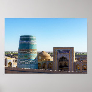 Ofullbordad Kalta Minor Minaret - Khiva, Uzbekista Poster