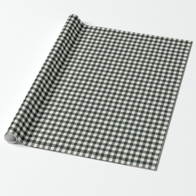 Ofullkomlig Gingham Plaid Rustik Bondgård Svart Presentpapper (Utrullad)