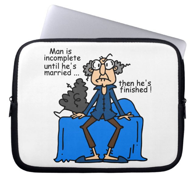 Ofullständig därefter avslutad giftermålhumor laptop sleeve (Framsidan)