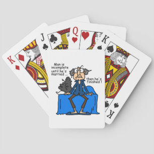 Ofullständig därefter avslutad giftermålhumor spel kort