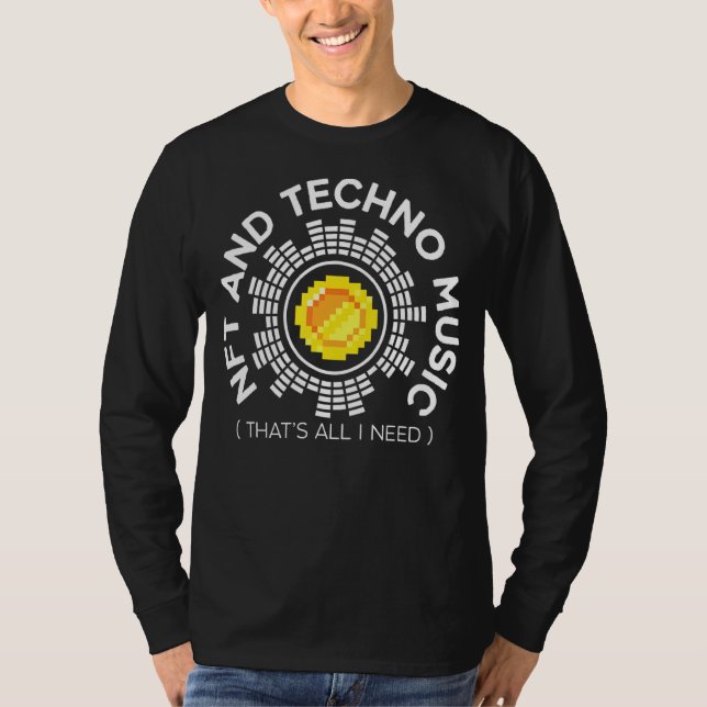 Ofungibel token för Nft- och Techno Music Crypto T Shirt (Framsida)
