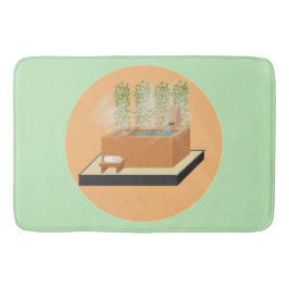 Ofuro Zen Bathtub med Bamboo Bath Mat Badrumsmatta