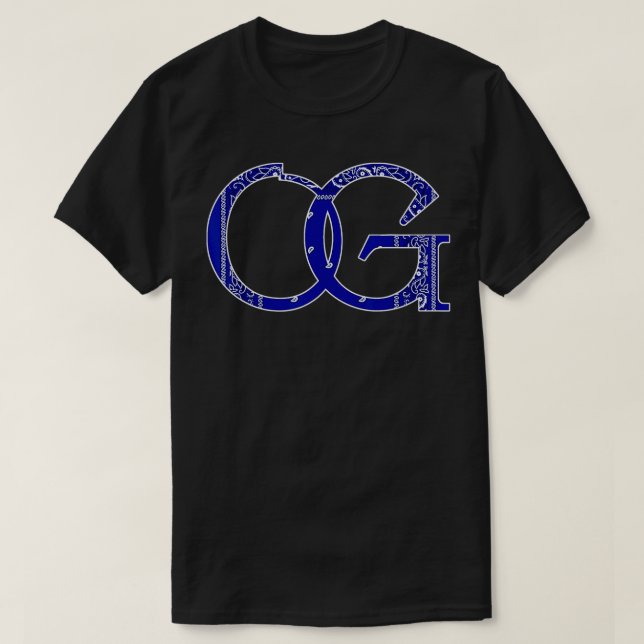 OG Blue bandana print Mens Original Gangster Long  T Shirt (Design framsida)