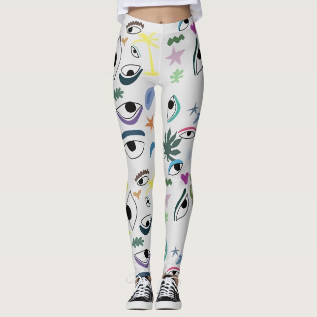Öga Abstrakt Art Mönster Leggings (Framsida)