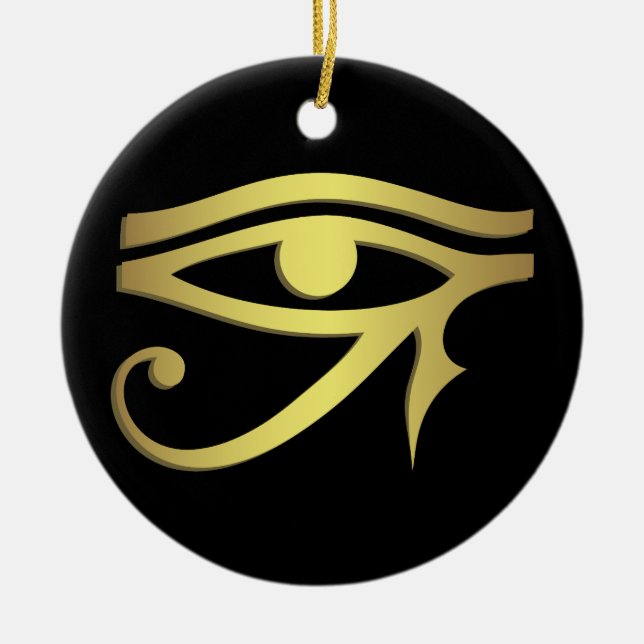 Öga av den egyptiska symbolsvarten för horus julgransprydnad keramik (Framsidan)