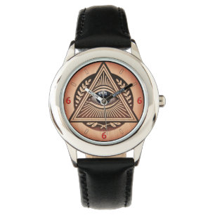 Öga av Horus Illuminati 666 Wood stil Armbandsur