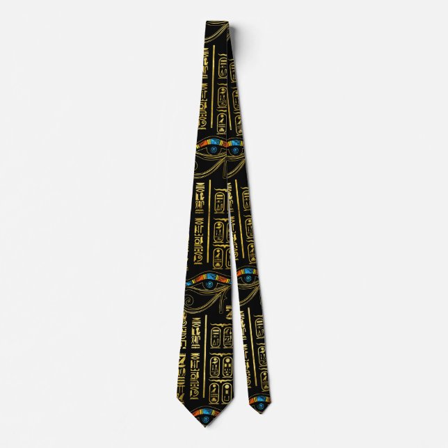 Öga av Horus och det egyptiska hieroglyphsmönster Slips (Framsida)