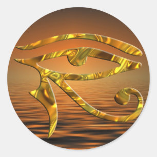 Öga av Horus - solnedgång för GULD Runt Klistermärke