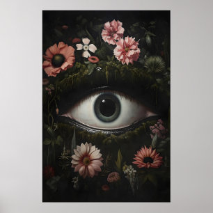 Öga av jorden i dyster blomsterutskrift, botanisk poster