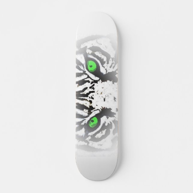 ÖGA AV TIGERSKATEBOARDEN - VITTIGERDESIGN MINI SKATEBOARD BRÄDA 18,5 CM (Framsida)