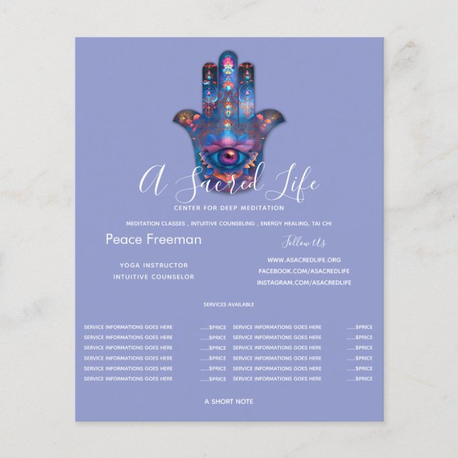 Öga av upplysning | Hamsa Hand Design Flygblad (Framsidan)