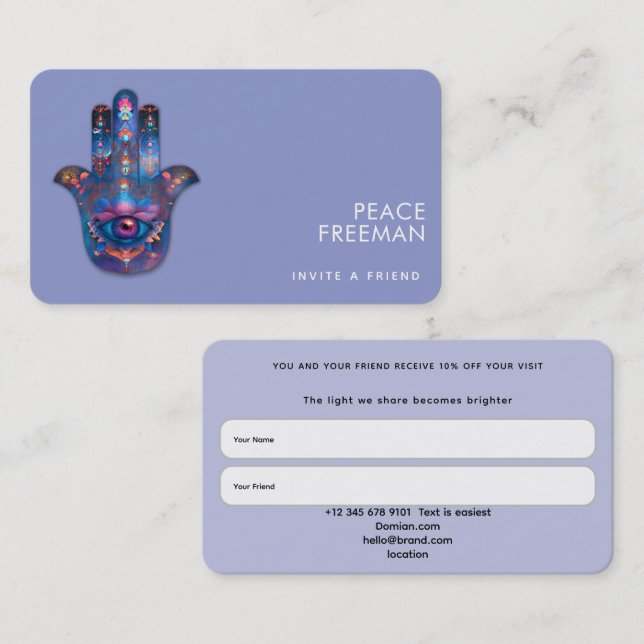 Öga av upplysning | Hamsa Hand Design Visitkort (Fram/baksida)