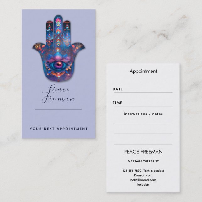 Öga av upplysning | Hamsa Hand Design Visitkort (Fram/baksida)