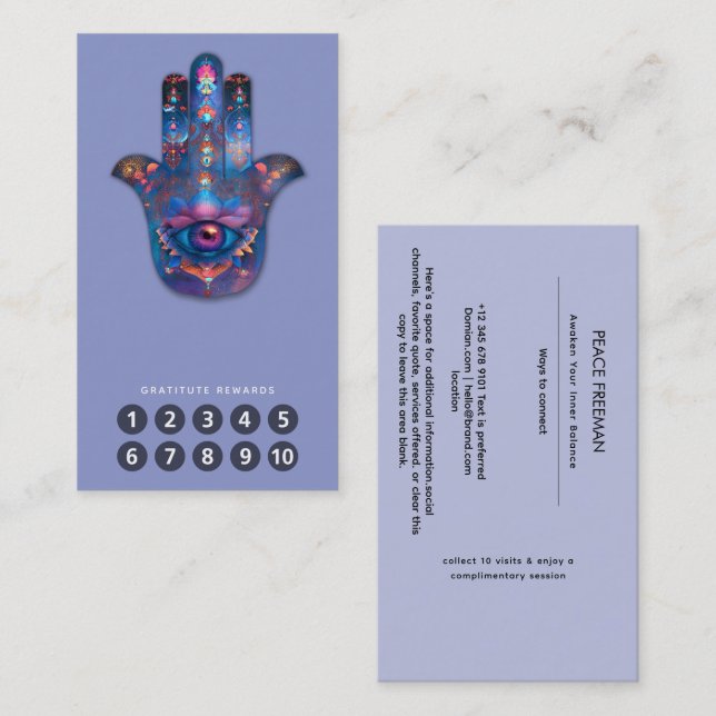 Öga av upplysning | Hamsa Hand Design Visitkort (Fram/baksida)