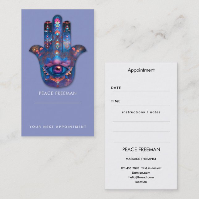 Öga av upplysning | Hamsa Hand Design Visitkort (Fram/baksida)