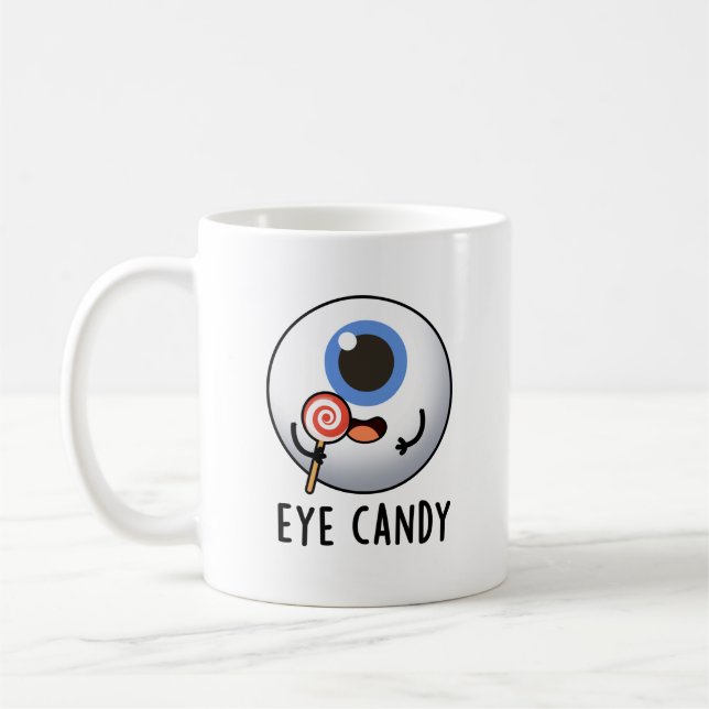 Öga Candy Funny Eyeball Pun Kaffemugg (Vänster)