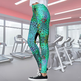 Öga catcher! Fractalblommor i coola färg - Leggings