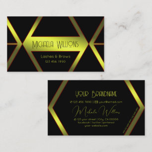 Öga Catching Black Geometric Gult Shimmer Flashy Visitkort