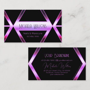 Öga Catching Black Geometric Rosa Lila Shimmer Visitkort