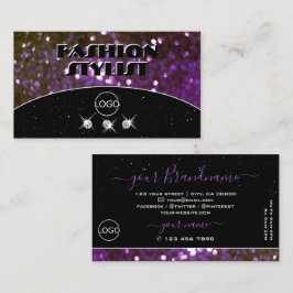 Öga Catching Black Lila Gnistra Glitter Add Logoty Visitkort