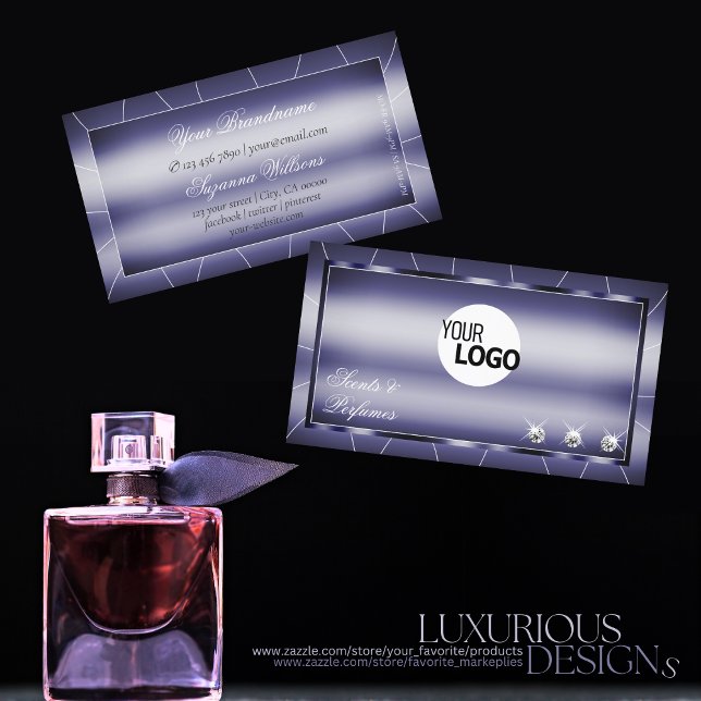 Öga Catching Blue Modern med diamanter och Logotyp Visitkort (Skapare uppladdad)