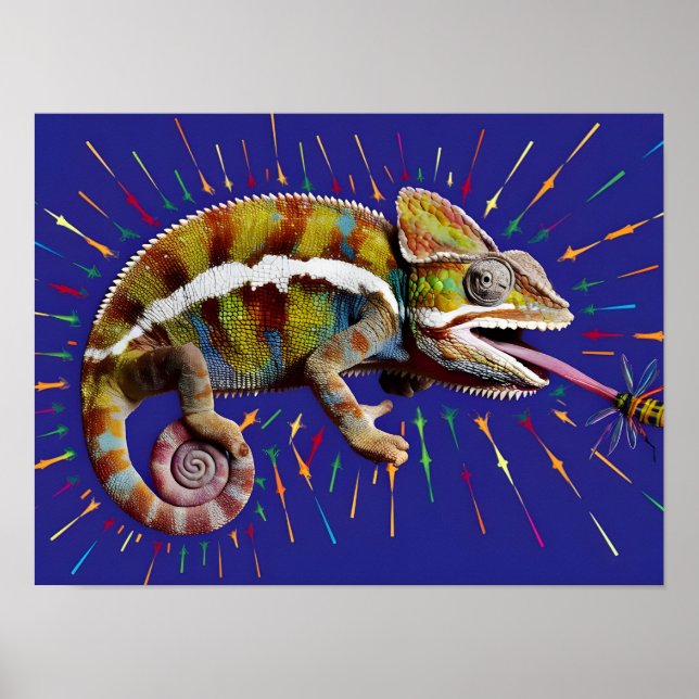 Öga-Catching Colorful Chameleon Poster (Framsidan)