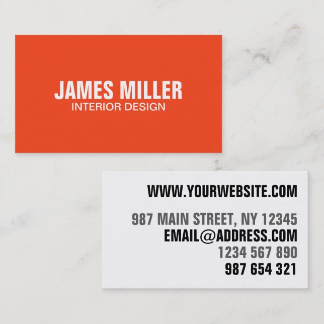 Öga Catching Modern Orange BrightStor Fet Trendig Visitkort (Fram/baksida)