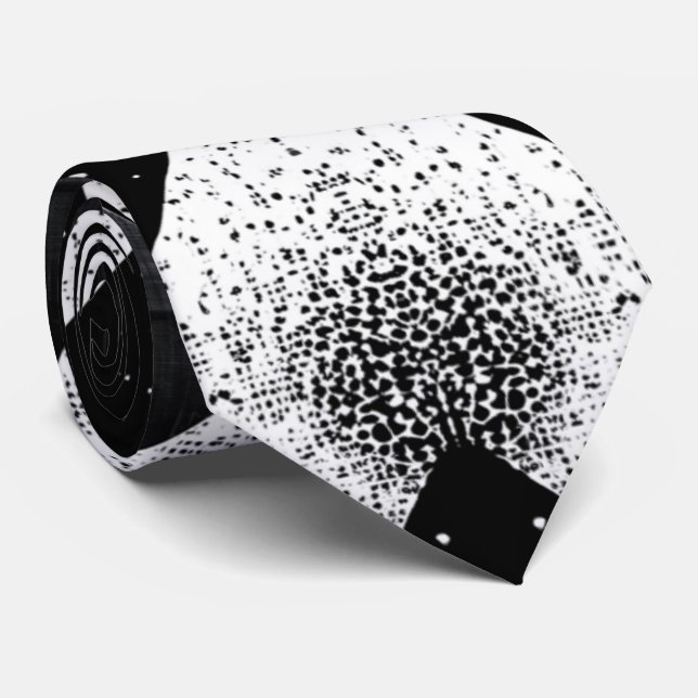 Öga-Catching Monochrome Stipple Abstrakt Neck Tie Slips (Rullad)