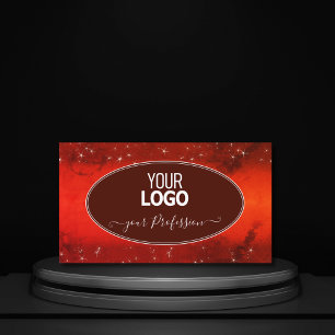 Öga Catching Red Marled Glitter Stars med Logotyp Visitkort