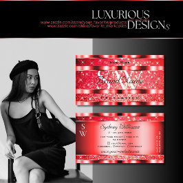 Öga Catching Ruby Red Glitter Spark Stars Initiale Visitkort